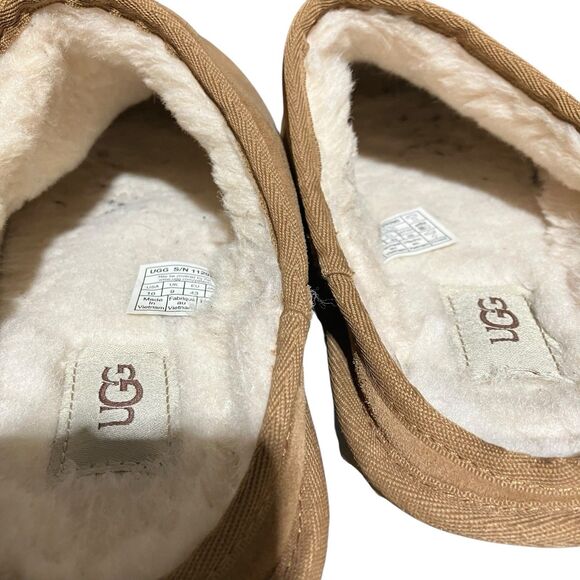 UGG Classic Slip-On Mens 10 Chestnut Suede Sheepskin Slippers Shoes 1129290 - Picture 7 of 10